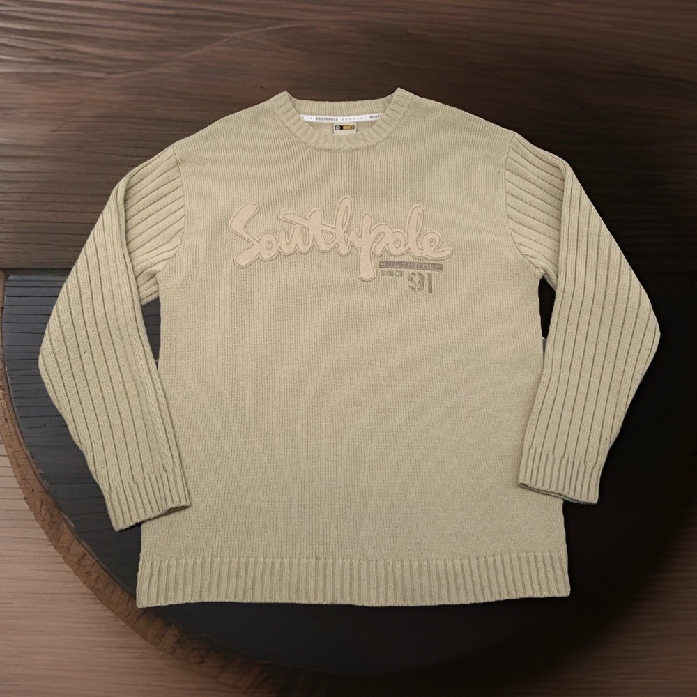 Vintage South Pole Sweater Mens L Monochrome Spellout Street Wear Hip Hop 90s